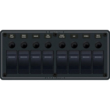 Blue Sea Systems Blue Sea 8371 Water Resistant Panel - 8 Position - Black - Horizontal 8371